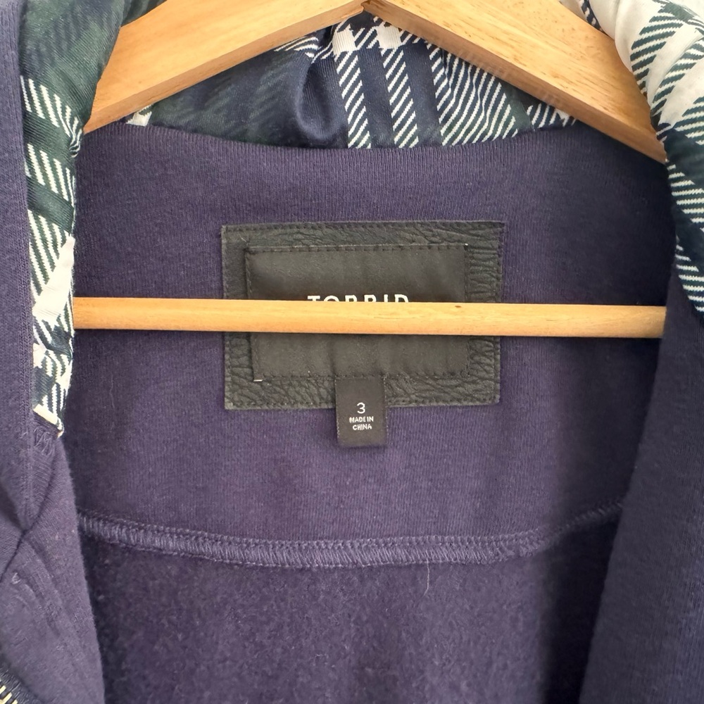 Women's Navy Toggle Pea Coat with Hood - Picture 5 of 7